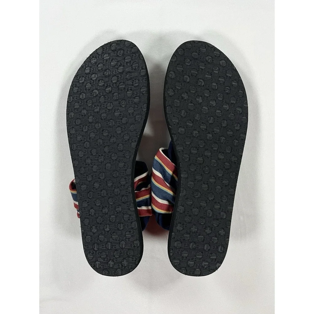 Sanuk Yoga Sling‎ 2 Comfort Sandals Navy Multi Stripe Fabric Women Size 7 New